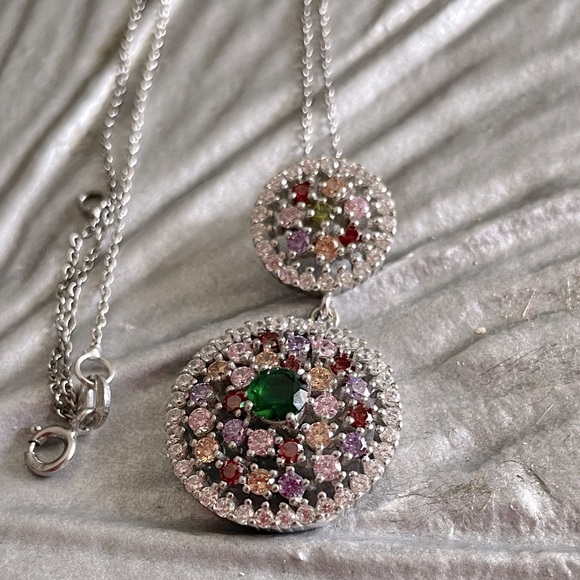 Multicolored Gemstone Sterling Silver Necklace